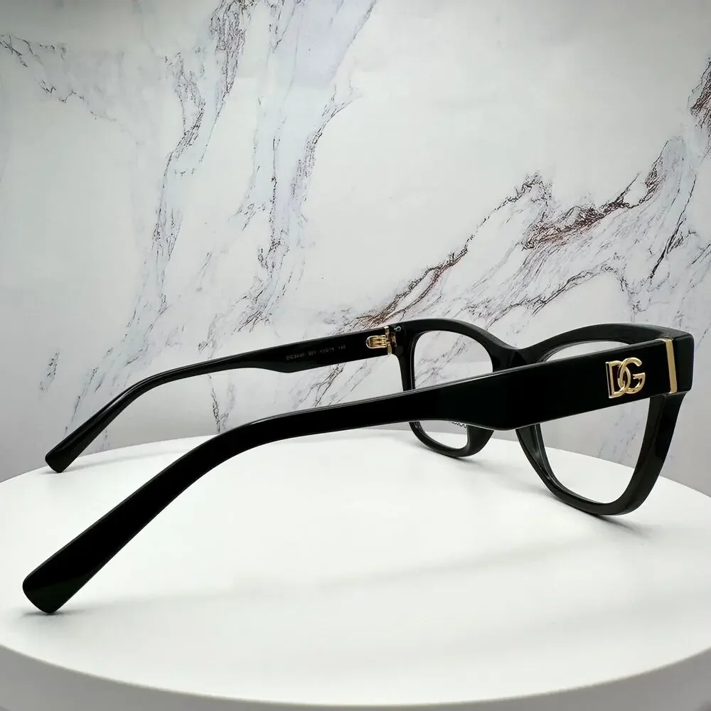 New Dolce&Gabbana Eyeglasses Black Square Gold Metal 55-18-145mm Glasses Frames